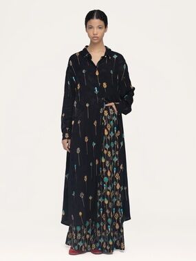 agua by agua bendita lima embroidered butterfly linen maxi dress Agua by Agua Bendita Lima Embroidered Butterfly Linen Maxi Dress